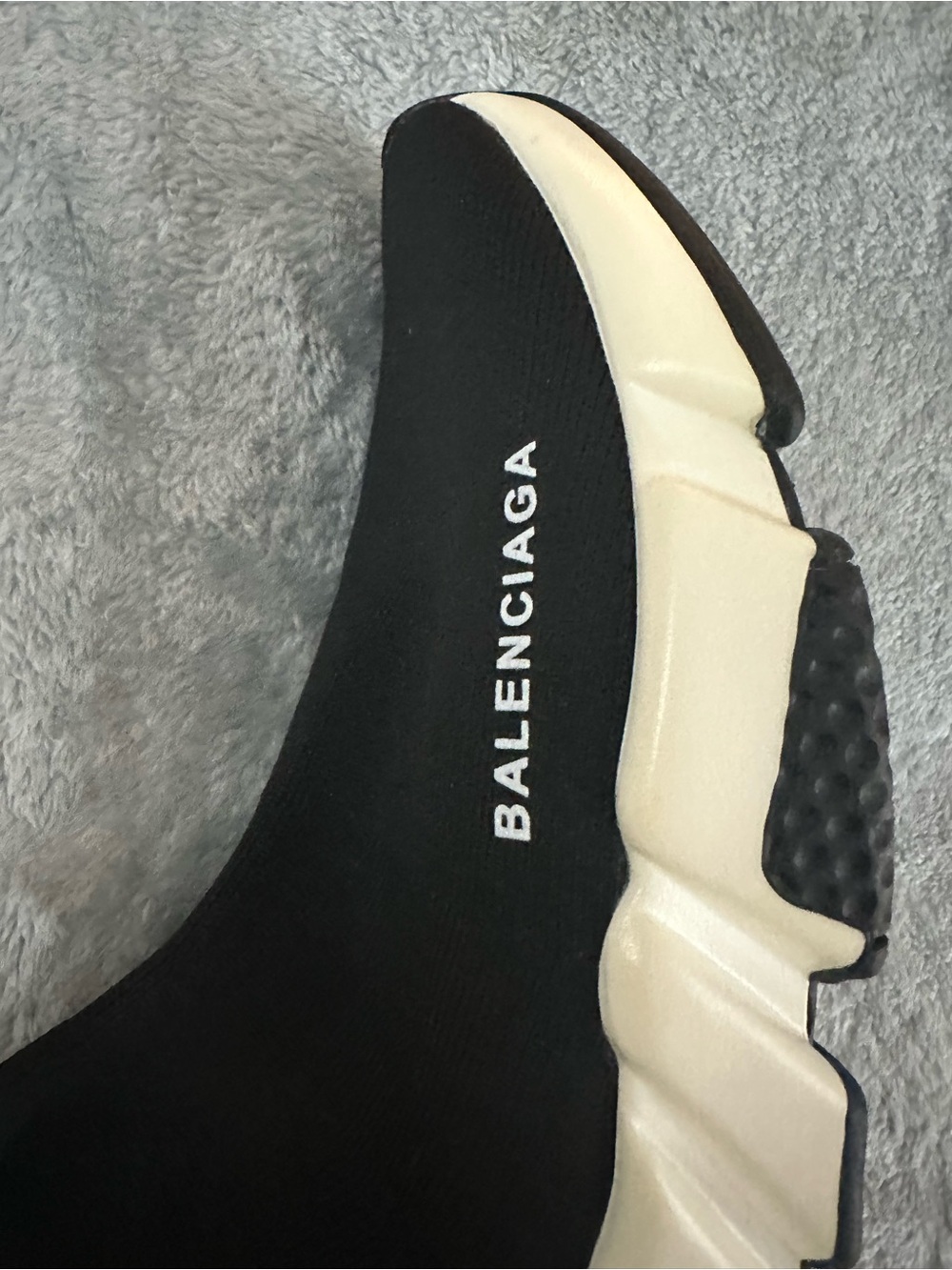 Balenciaga Black and White Knit Slip-On Sneakers Size 9 - Picture 5 of 14